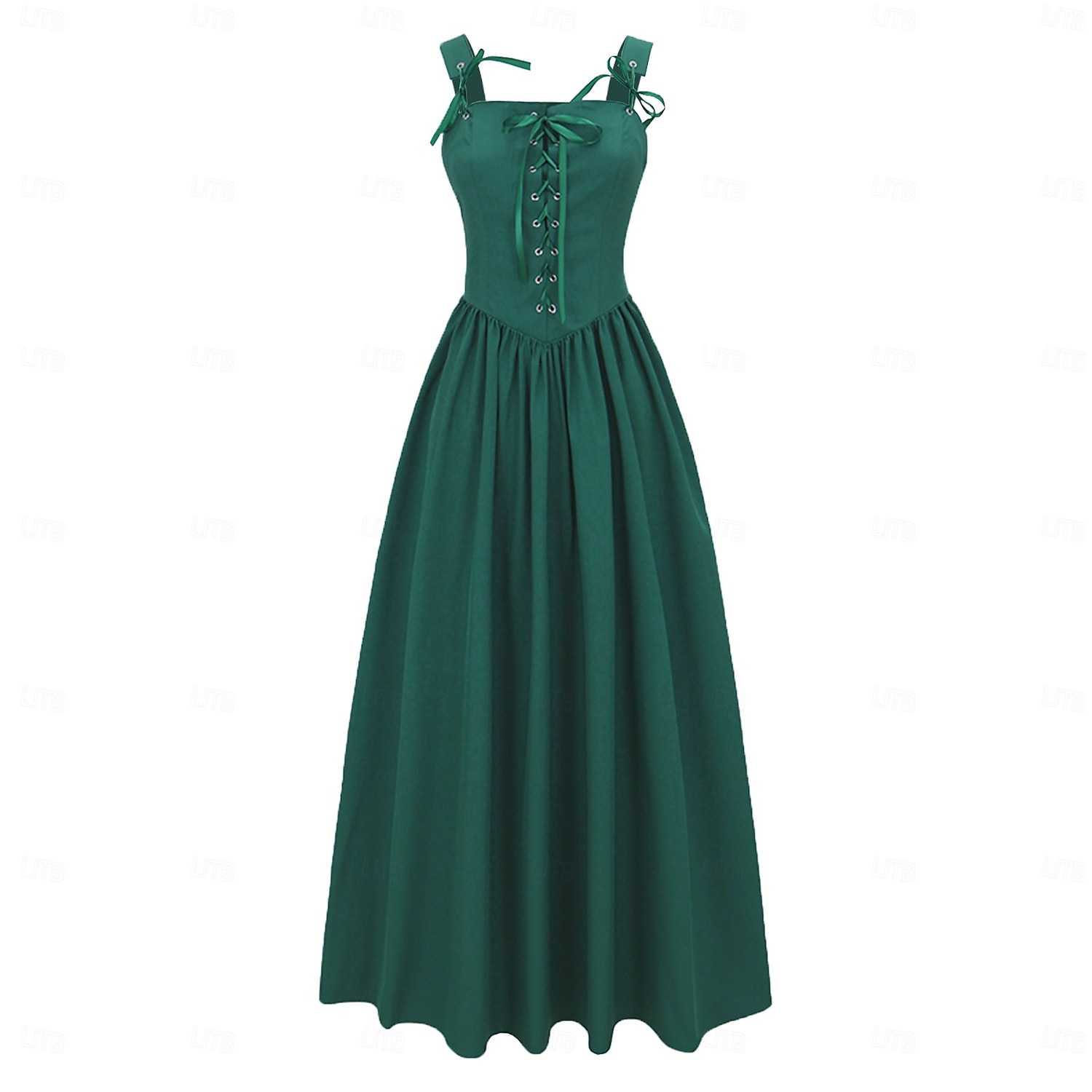 Vintage Medieval Renaissance Long Length Dress Fairy Lace up A-Line Fancy Dress Women's Fantasy Halloween Carnival Masquerade Renaissance Fair LARP Retro Theme Party Adults Dress 2026 - $74.99 –P1