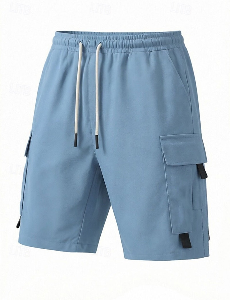 Voor heren Ladingbroek Cargoshorts Korte broek Casual korte broek Zak Elastische taille Effen Knielengte Casual Buiten Streetwear Modieus Streetwear Zwart Marineblauw Inelastisch 2026 - $22.99 –P16