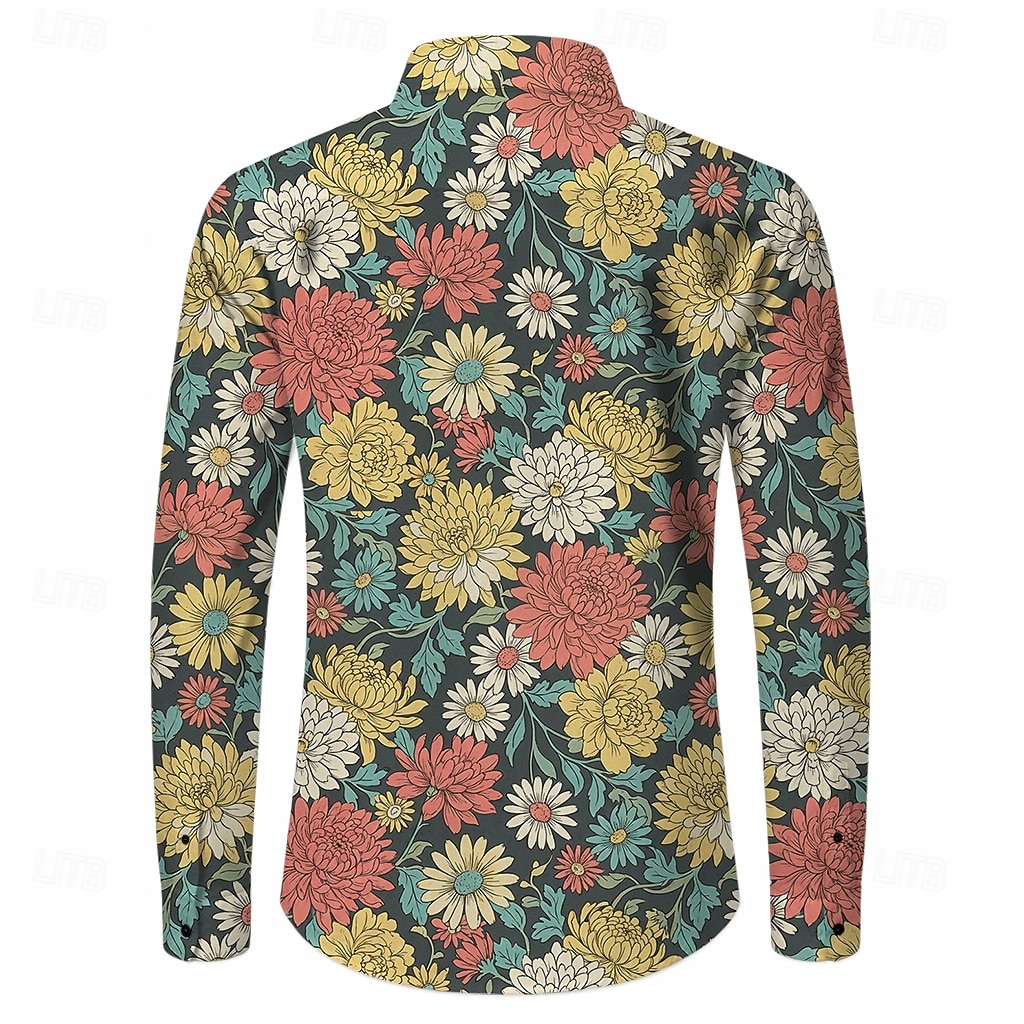 Retro Antiguo Años 70 Camisas Camisa hawaiana Larga Hippie Floral Disfraz Hombre Mascarada Festival de Música Fiesta Ropa Cotidiana Adulto Camisas 2026 - $28.99 –P2