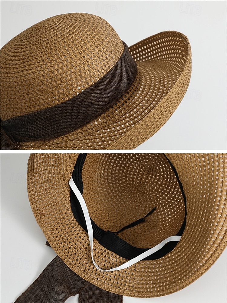 Damen-Sonnenhut im Boho-Stil, faltbarer Strohhut mit breiter Krempe und Schleife in verschiedenen Farben für Strandurlaub, Freizeit, Reisen und Sommerurlaub im Resort. 2026 - $11.99 –P12