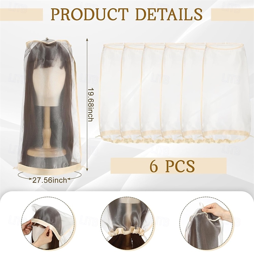 6 Pcs Wig Storage Bags Adjustable Wig Bag with Drawstring Portable Travel Organizer for keep from Dirt Dust 2026 - $23.99 –P6