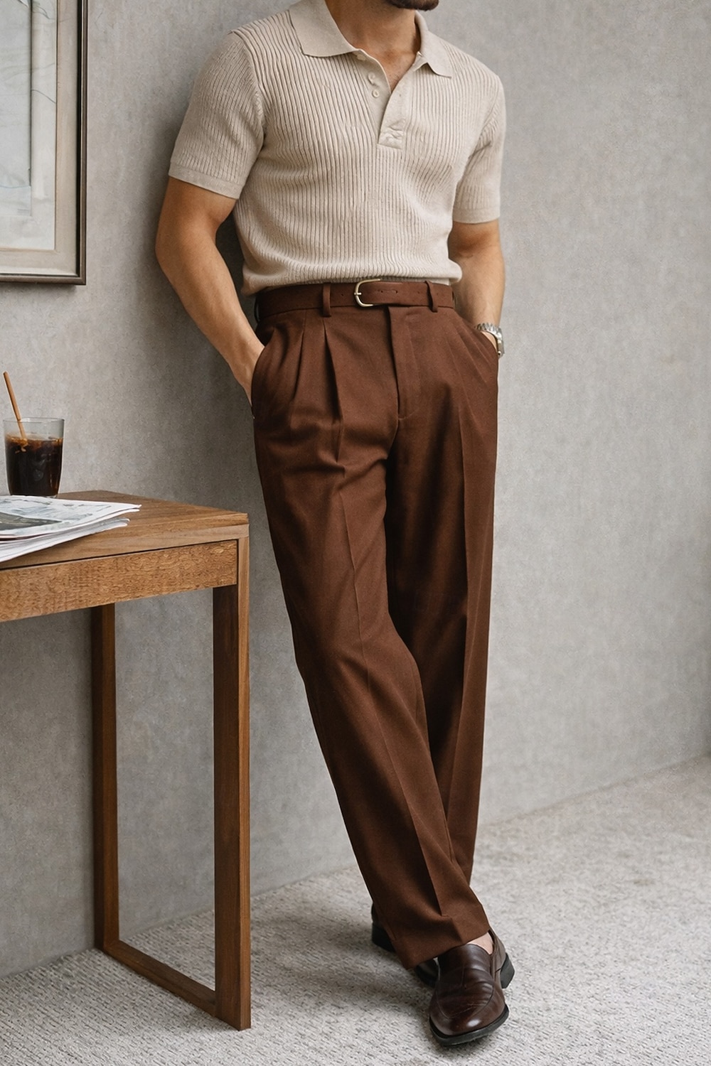 Pantaloni eleganti da uomo in lino, plissettati, vestibilità comoda – pantaloni estivi leggeri e casual, gamba larga e dritta, disponibili in marrone, blu navy e beige. del 2026 a $39.99 –P3