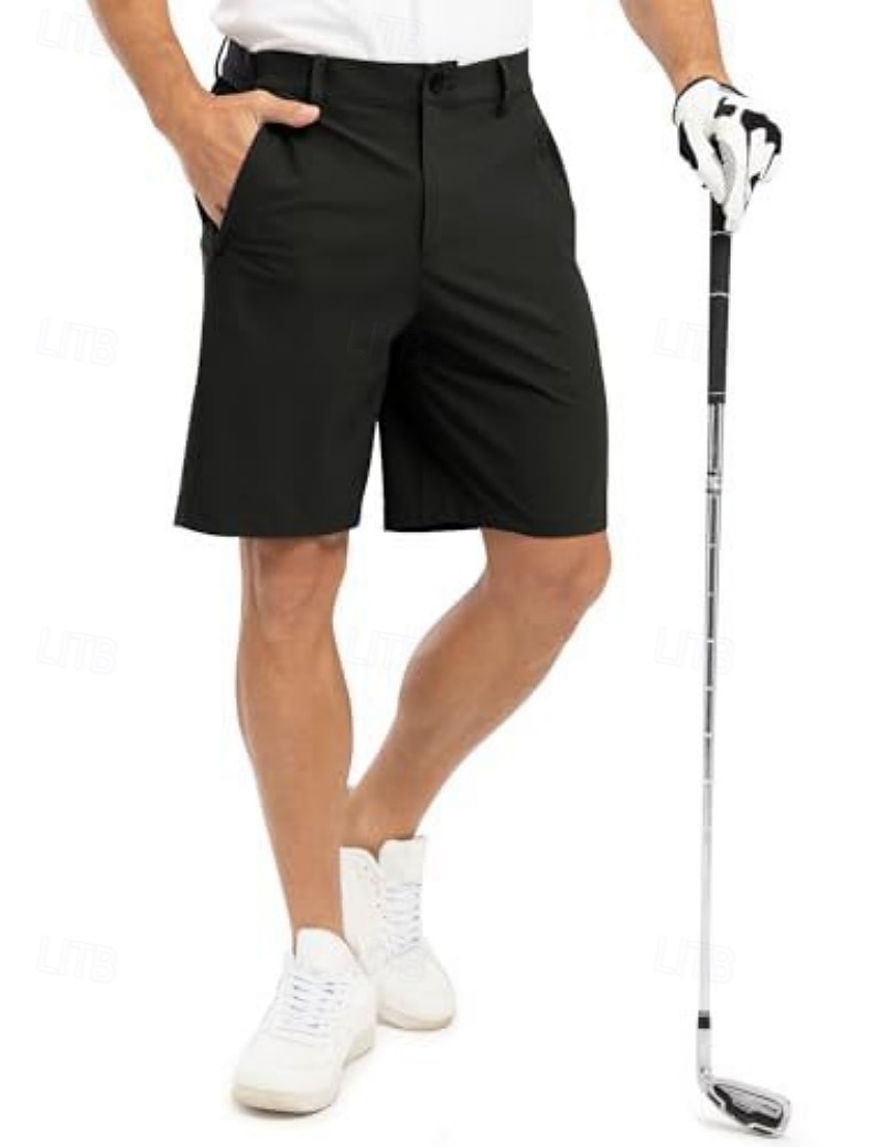 Voor heren Geklede korte broek Bedrijf Casual korte broek Golfshorts Zak Elastische taille Effen kleur Comfort Sneldrogend Knielengte Casual Buiten liiketoiminta Modieus Streetwear Zwart Marineblauw 2026 - SAR 111 –P7