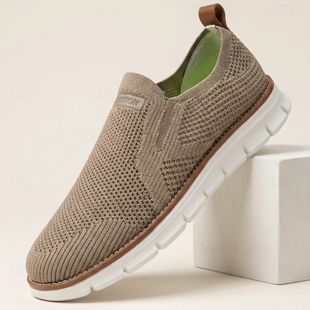 Men's Beige Slip-On Knit Shoes, Lightweight Breathable Casual Sneakers, Comfortable Outdoor Resort Footwear for Travel, Daily Walks and Summer Activities 2026 - $42.99 –P3