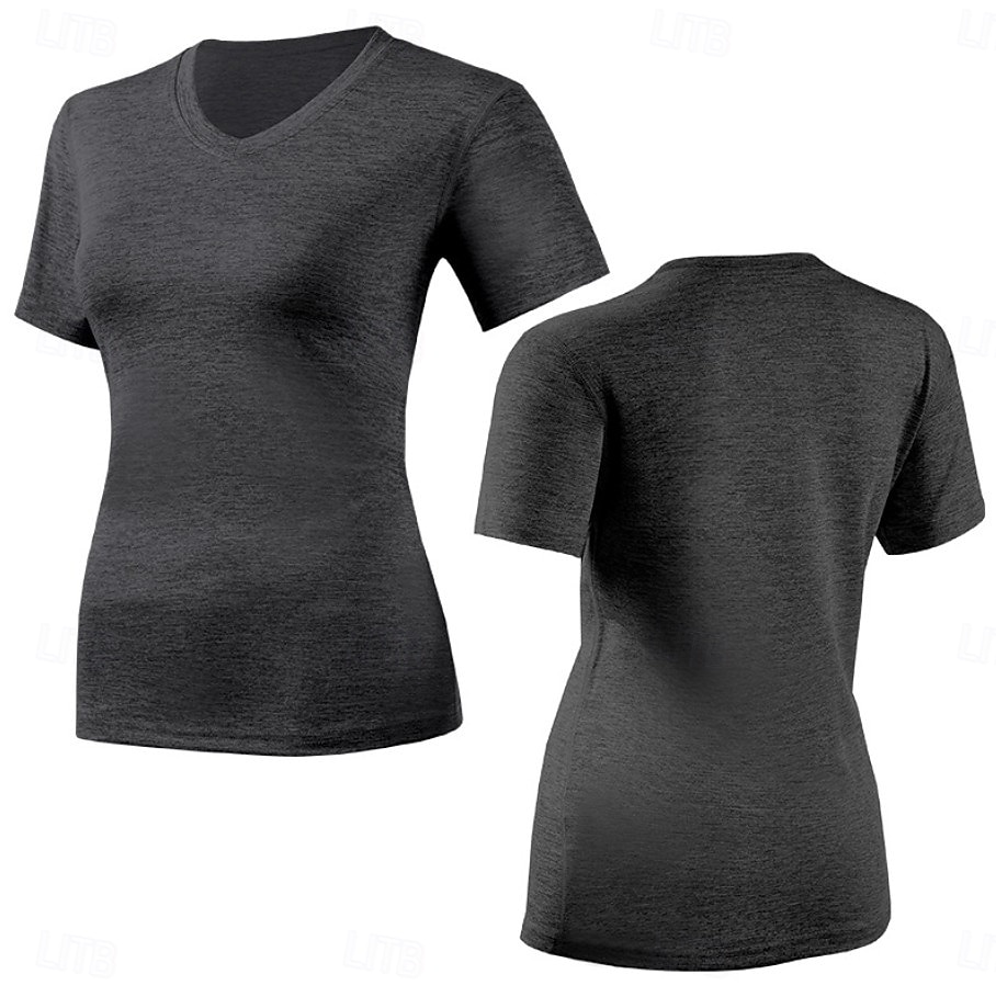Femmes T-shirt Couleur Unie Élégant Basique Manche Courte Col en V Hauts Réguliers Occasionnel Sports Week-end Noir Vert Claire Rose Claire Violet Claire Gris Clair Été Printemps de 2026 ? $21.99 –P9