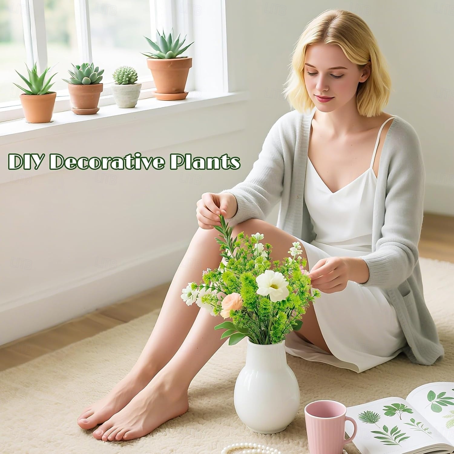 4 ks umělých rostlin, umělé bylinky pro domácí dekorace, stolní, svatební, kancelářské, nástěnné aranžmá, sada plastových dekorativních rostlin 2026 - $11.99 –P1