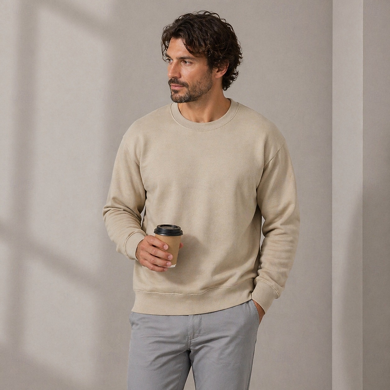 Męskie Bluza dresowa Bluza z kapturem Zjechać na pobocze Granatowy Beżowy Półgolf Równina Codzienny Sport i turystyka Święto Moda miejska Nowoczesne Odzież sportowa Wiosna i jesień Odzież Bluzy z 2026 - $43.99 –P2