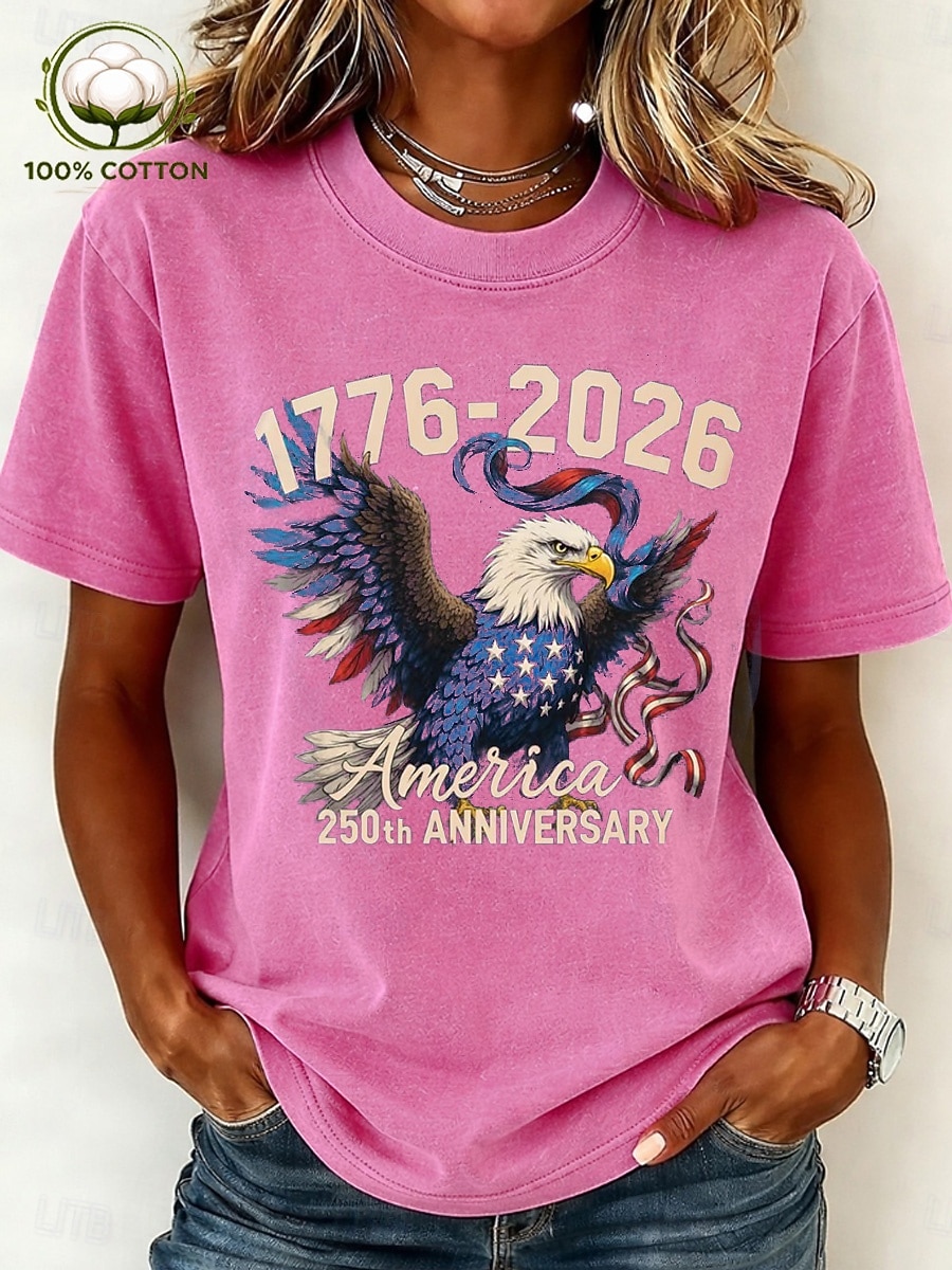 Per donna 100% cotone Lavaggio acido Lavaggio vintage Elegante Classico Manica Corta Girocollo Top Regolari Casuale Blu Nero Rosa Viola Verde Estate Primavera del 2026 a $27.99 –P6