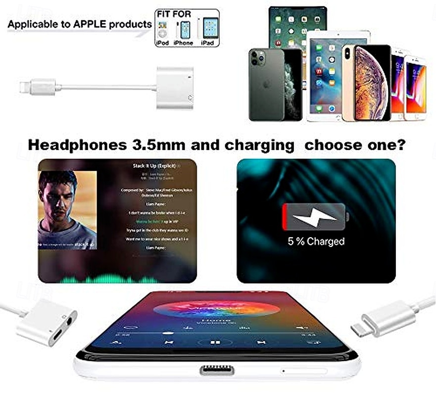 2 Pack 2 in 1 Lightning to 3.5mm Headphone Jack Adapter & Charger, iPhone Splitter Aux Audio Dongle Compatible with iPhone 14 13 12 11 SE 2026 - $17.99 –P8