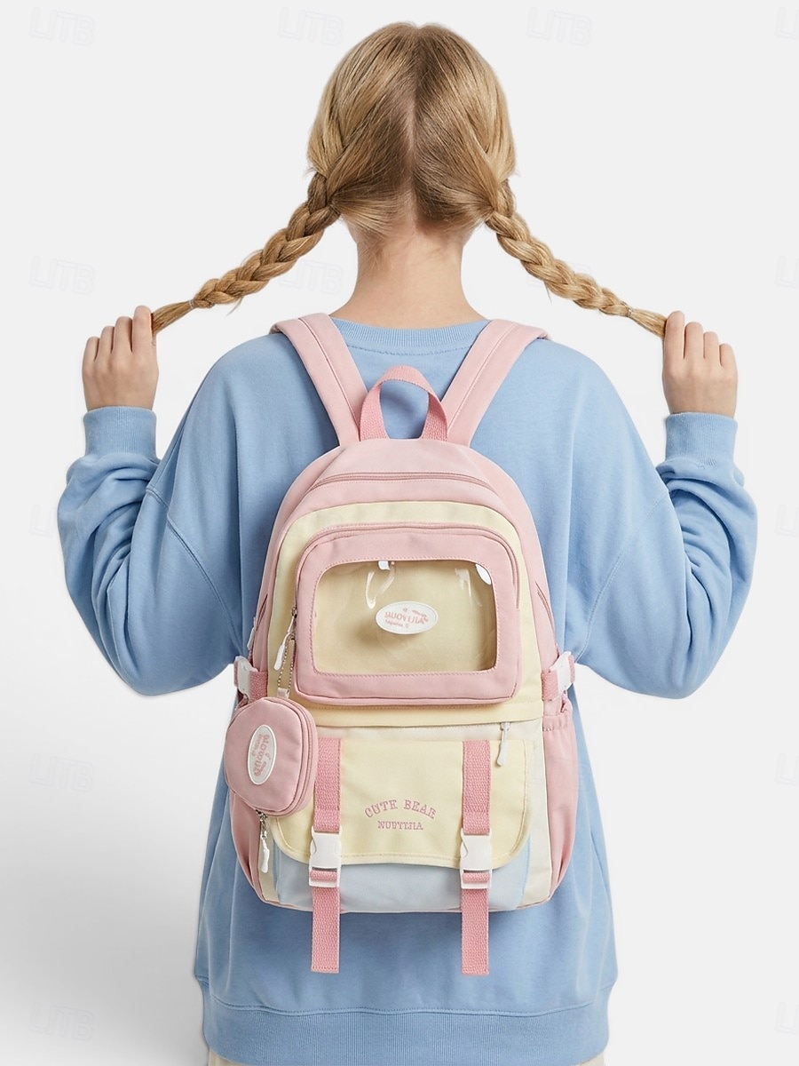 Women's Macaron Color Polyester Backpack, Large Capacity School Bag with Adjustable Straps for Middle School Girls, Back to School, Travel, Outdoor Sports 2026 - $29.99 –P1