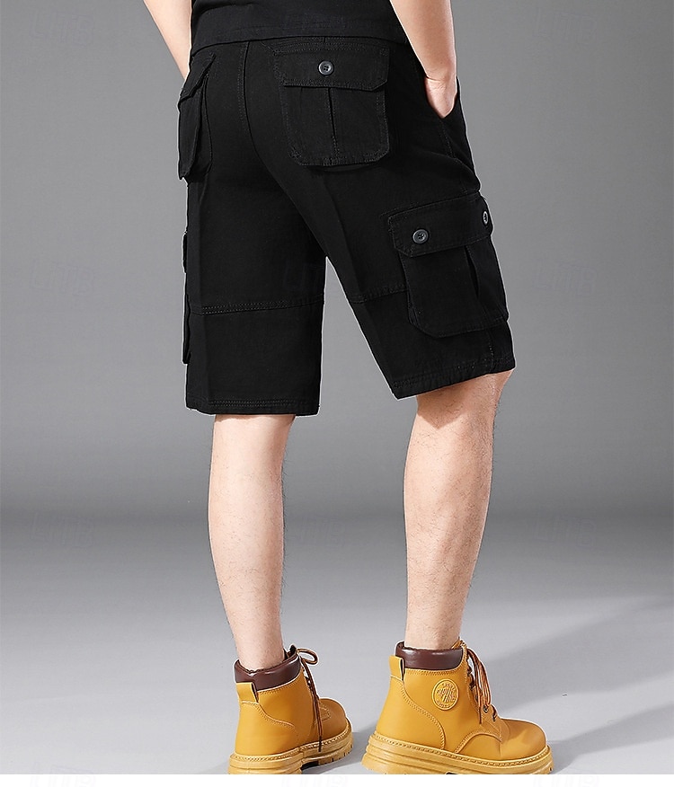 Homme Pantalon cargo Shorts cargo Shorts Short décontracté Multi-poches Uni Couleur Pleine Séchage Rapide Longueur Genou Extérieur Salle de sport Entraînement Sports Sportif Noir Vert Non Elastique de 2026 ? $29.99 –P6