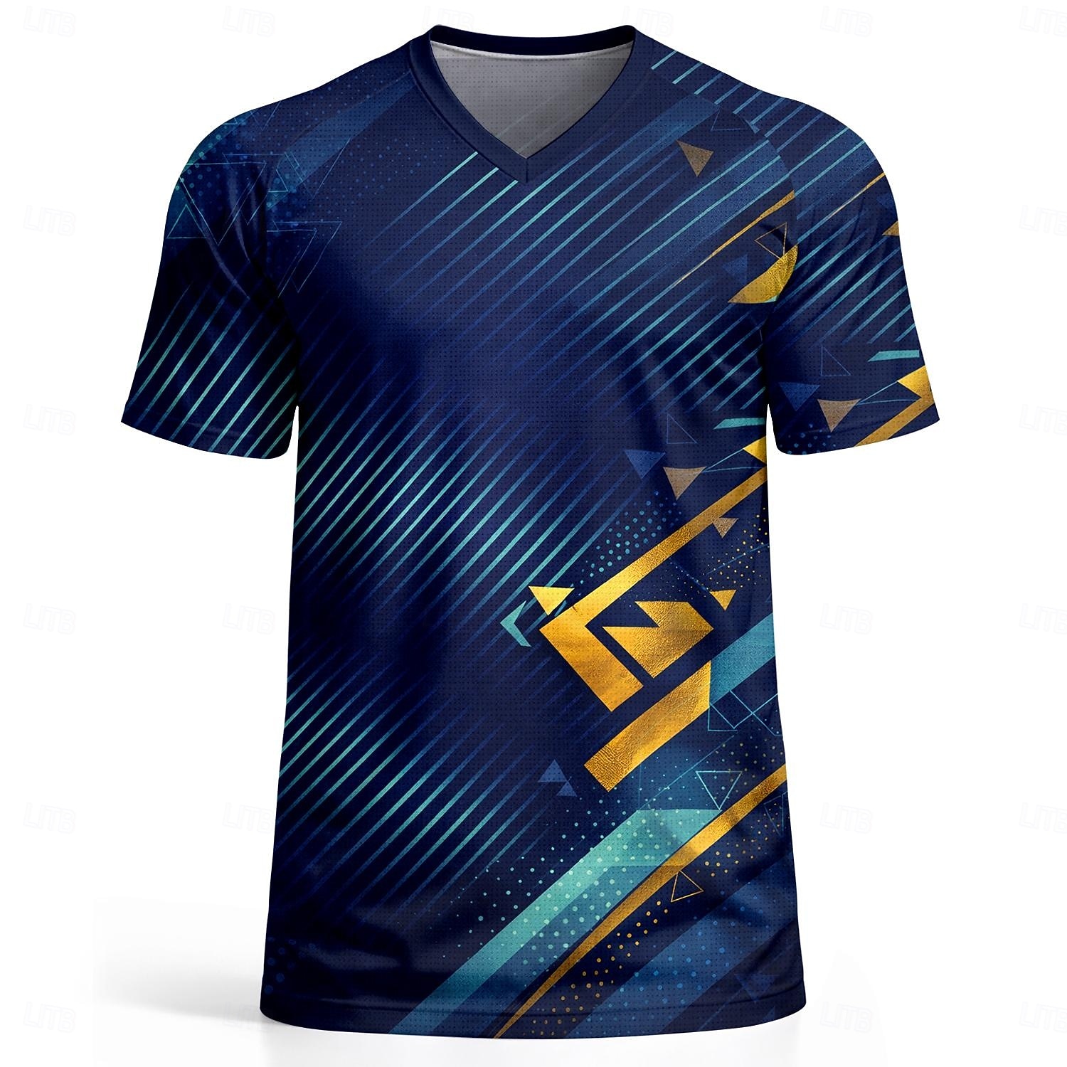 Men's Soccer Jersey Shirt France Style Blue Gold Geometric Graphic Tee Breathable Quick Dry Athletic Top Lightweight Fan Shirt for Game Day & Training 2026 - $20.99 –P2