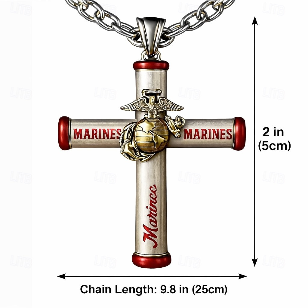 2026年 男性用アメリカ軍十字架ネックレス、USMC愛国記念ペンダント、決して忘れられない戦没者追悼記念日刻印入り十字架（アメリカ国旗ディテール付き）、退役軍人や戦没者への追悼ジュエリーギフト  コレクション – $16.99 –P2