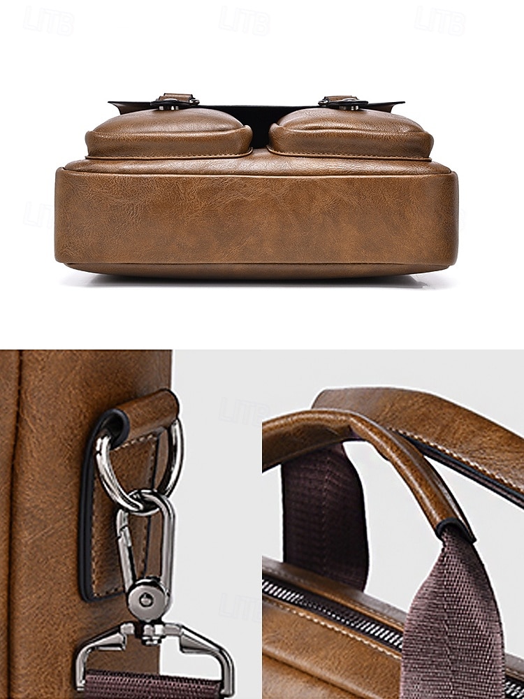 Messenger Bag für Herren aus Kunstleder, geräumige Aktentasche mit mehreren Fächern und verstellbarem Schultergurt, stilvolle Reisetasche für Freizeit und Beruf, geeignet für den täglichen Arbeitsweg und die Arbeit. 2026 - $32.99 –P10