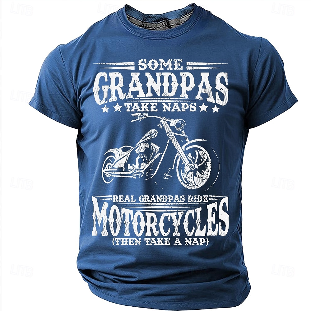 بعض الأجداد يأخذون قيلولة، والأجداد الحقيقيون يركبون الدراجات النارية. تي شيرت رجالي برسومات فكاهية، بأكمام قصيرة ورقبة دائرية، مناسب للارتداء اليومي، متوفر بمقاسات S، M، L، XL، XXL، XXXL. 2026 - RON 88.6 –P1