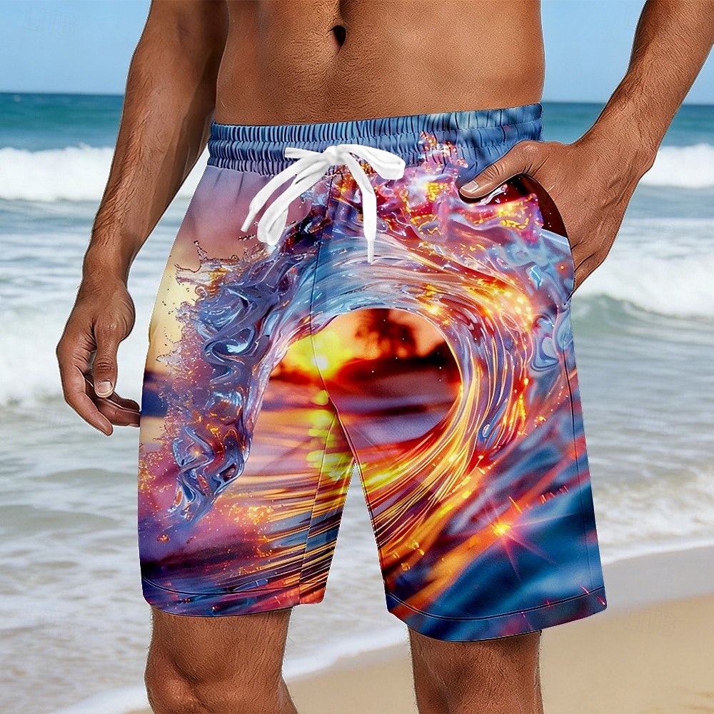 Férfi Tengervíz Óceán hullámai Úszónadrágok Fürdőruhák és fürdőnadrágok Deszkás short Közepes csípő Hawaii Tengerparti nyaralás Oldalzsebek Hálós bélés Elasztikus húzózsinóros derékrész Tervező 2026 - $20.99 –P2