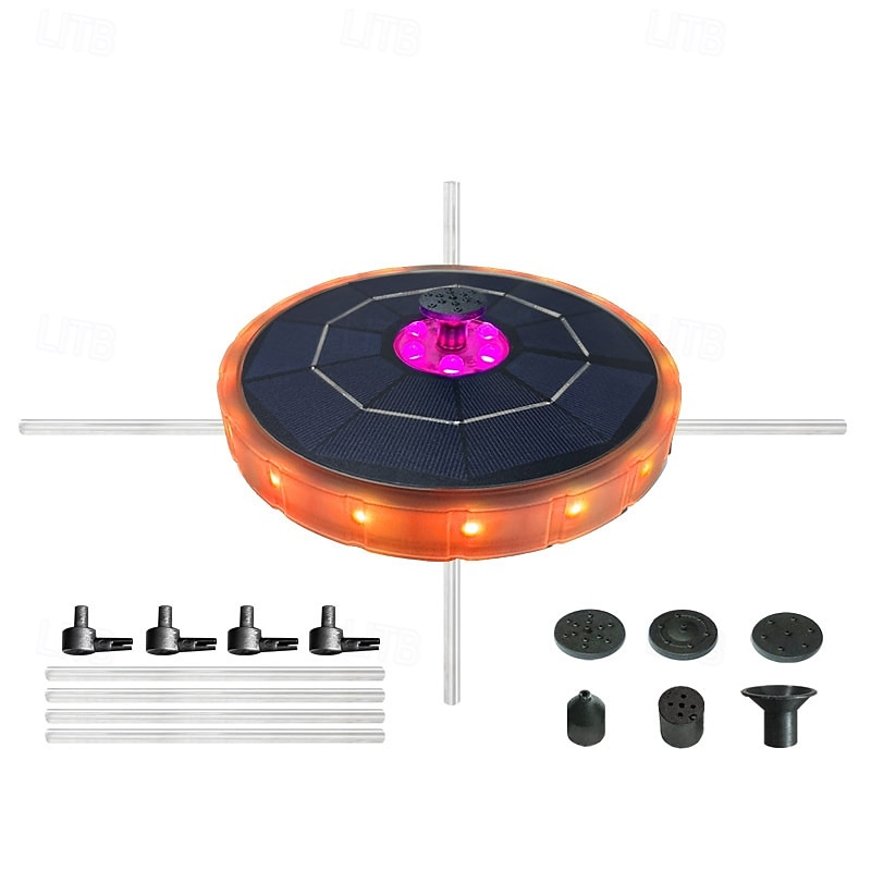 2026年 ソーラーバードバス噴水、色が変わるLEDライト &4本のドリフト防止固定ロッド &8つのノズルを備えた、鳥の水浴び場、庭、裏庭、池、魚のいる池用の改良型ソーラー噴水  コレクション – $71.99 –P3