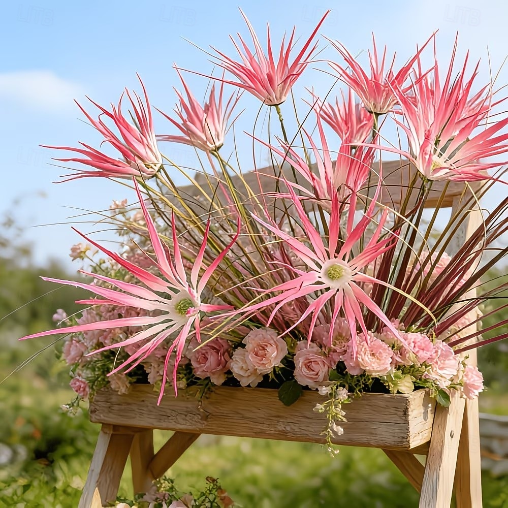 2026年 紫色の造花（模造品）6個 &春にぴったりの屋外用観葉植物 &夏の別荘、オフィス、バルコニー、庭の装飾、ホリデーデコレーション、鮮やかで手入れの簡単なフラワーアレンジメント  コレクション – $19.99 –P2