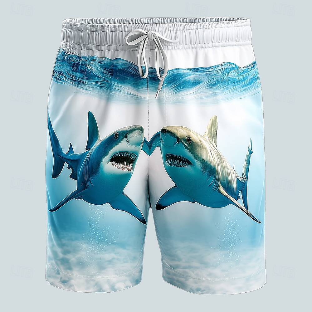 Men's Shark Heart-shaped Animals Swim Trunks Bathing Suits Swim Shorts Board Shorts Mid Waist Hawaiian Funny Beach Vacation Wear Side Pockets Mesh Lining Elastic Drawstring Waist Designer Clothing 2026 - $20.99 –P3