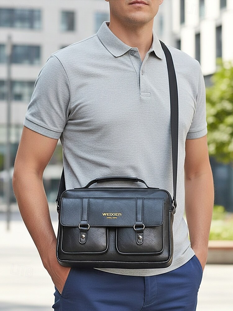 Borsa a tracolla da uomo in similpelle, borsa a mano multi-scomparto di grande capacità con tracolla regolabile, borsa da viaggio elegante e casual per il lavoro e gli spostamenti quotidiani. del 2026 a $19.99 –P4