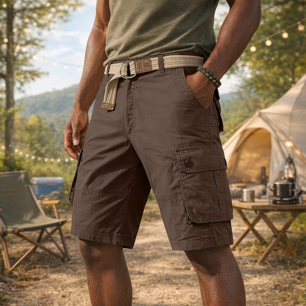 Herr Cargobyxor Cargo-shorts Shorts Casual shorts Ficka Elastisk midja Slät Knelängd Ledigt Utomhus Streetwear Mode Streetwear 다크 카키 Svart Oelastisk 2026 - $26.99 –P6