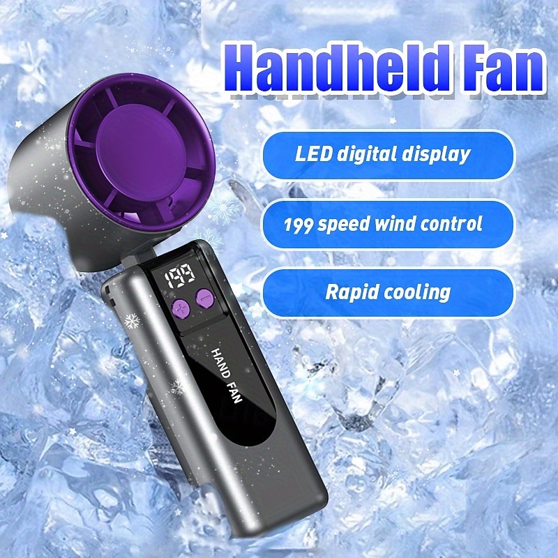High Speed Handheld Fan, 199 Wind Speeds Portable Turbine Fan with LED Display, 90° Folding Mini Personal Fan, USB Rechargeable Cooling Fan for Travel, Outdoor, Makeup, Home, Office 2026 - $29.99 –P3