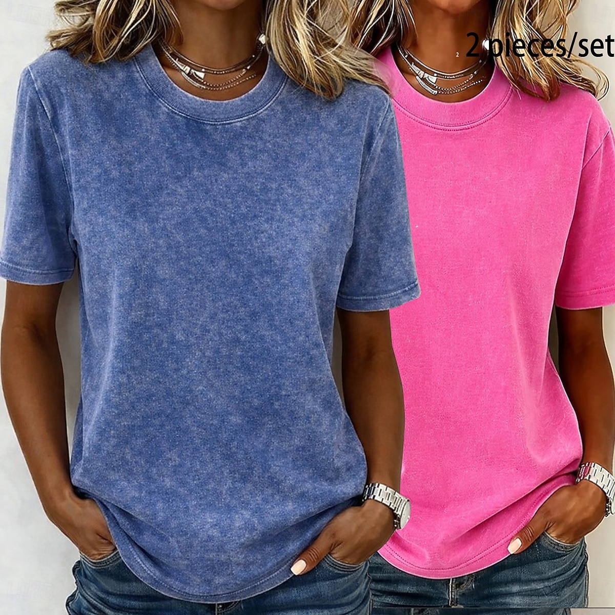 Γυναικείο T-shirt softfade™ από 100% βαμβάκι, βαμβακερό πουκάμισο, vintage πλυμένα τοπ, με οξύ, vintage πλυμένα, απλό, vintage μόδα, κομψό, κοντομάνικο, μακρύ μπλουζάκι με στρογγυλή λαιμόκοψη, casual, καθημερινό, έξοδο, ροζ+πορτοκαλί 2026 - $37.99 –P12