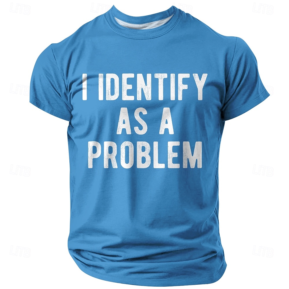 Camiseta retro divertida y sarcástica para hombre con estampado "Me identifico como un problema", corte regular, azul marino, ropa de diseñador, tallas S, M, L, XL, 2XL, 3XL. 2026 - $18.99 –P2