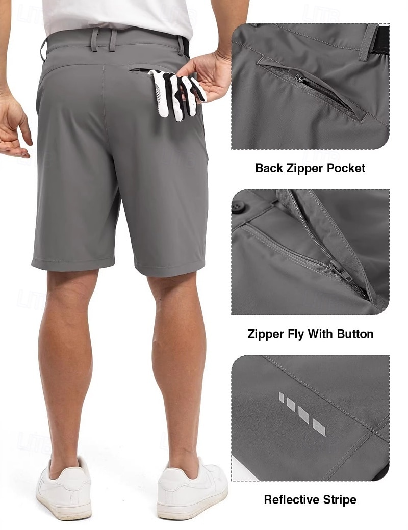 Voor heren Geklede korte broek Bedrijf Casual korte broek Golfshorts Zak Elastische taille Effen kleur Comfort Sneldrogend Knielengte Casual Buiten liiketoiminta Modieus Streetwear Zwart Marineblauw 2026 - SAR 111 –P4