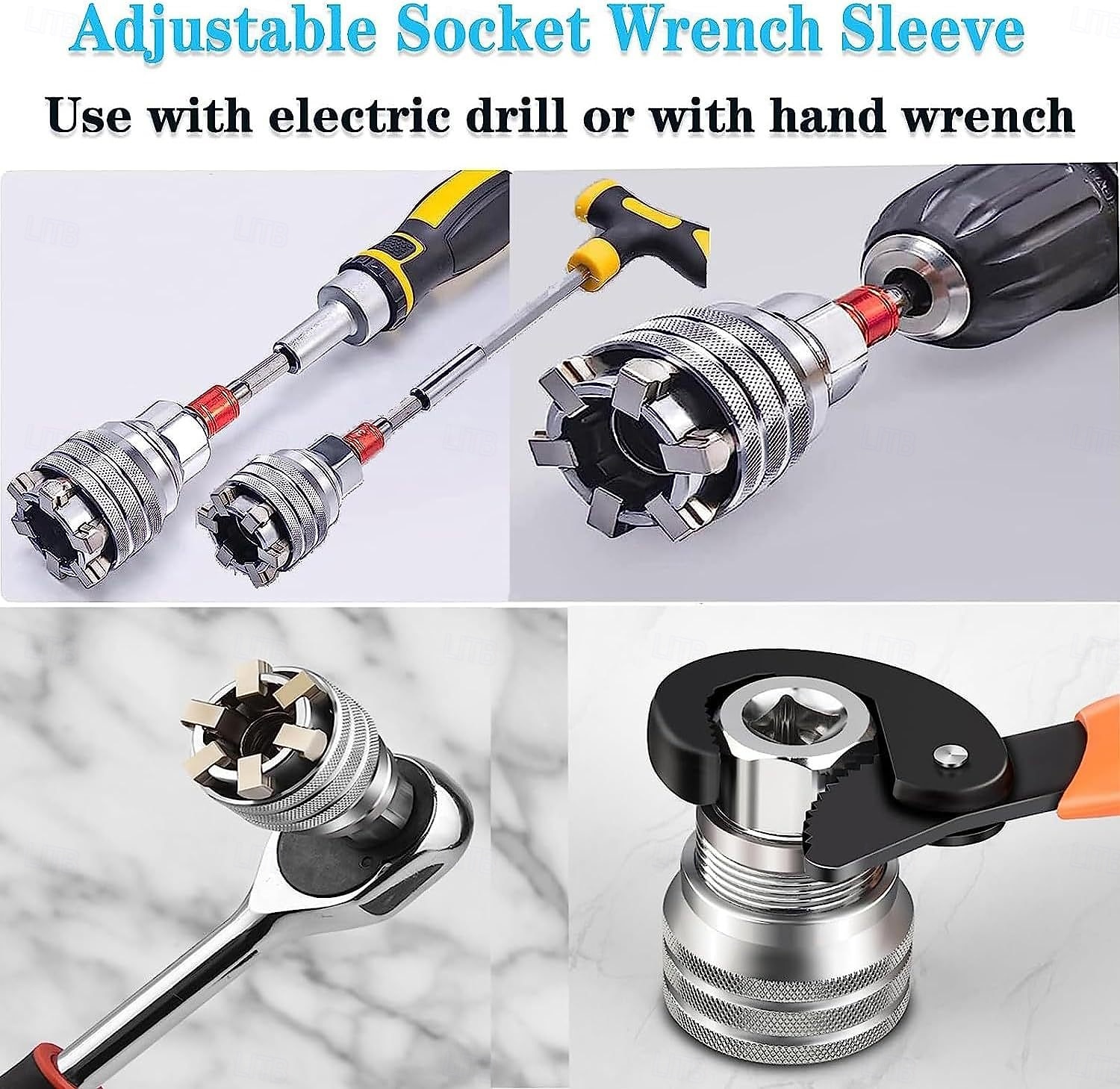 סט כלי מפתח ברגים אוניברסלי מתכוונן, שקע תחזוקה אוניברסלי רב תכליתי 10 מ"מ-19 מ"מ עבור מחגר בעל הנעה 3/8 אינץ', מפתח מומנט &מקדחה חשמלית 2 סטים 2026 - $25.99 –P7