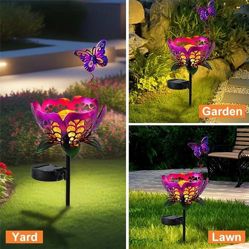 Buitenverlichting op zonne-energie in de vorm van een tulp, IP65 waterdicht, metalen bloem, ideaal voor de decoratie van binnenplaatsen, tuinen en paden, tuinornament op zonne-energie, gazondecoratie, 2026 - $23.99 –P8