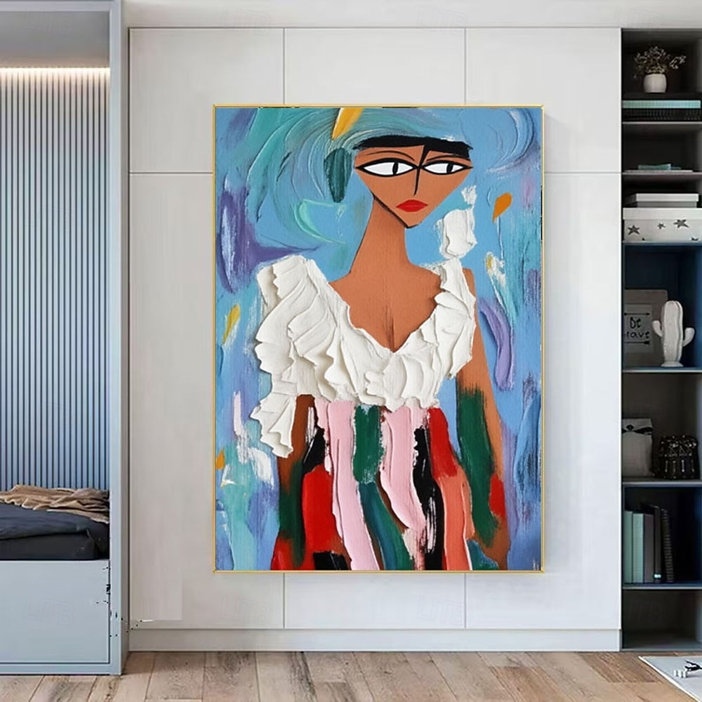 Hand Painted Abstract Portrait Woman Painting Oil Painting on Canvas ...