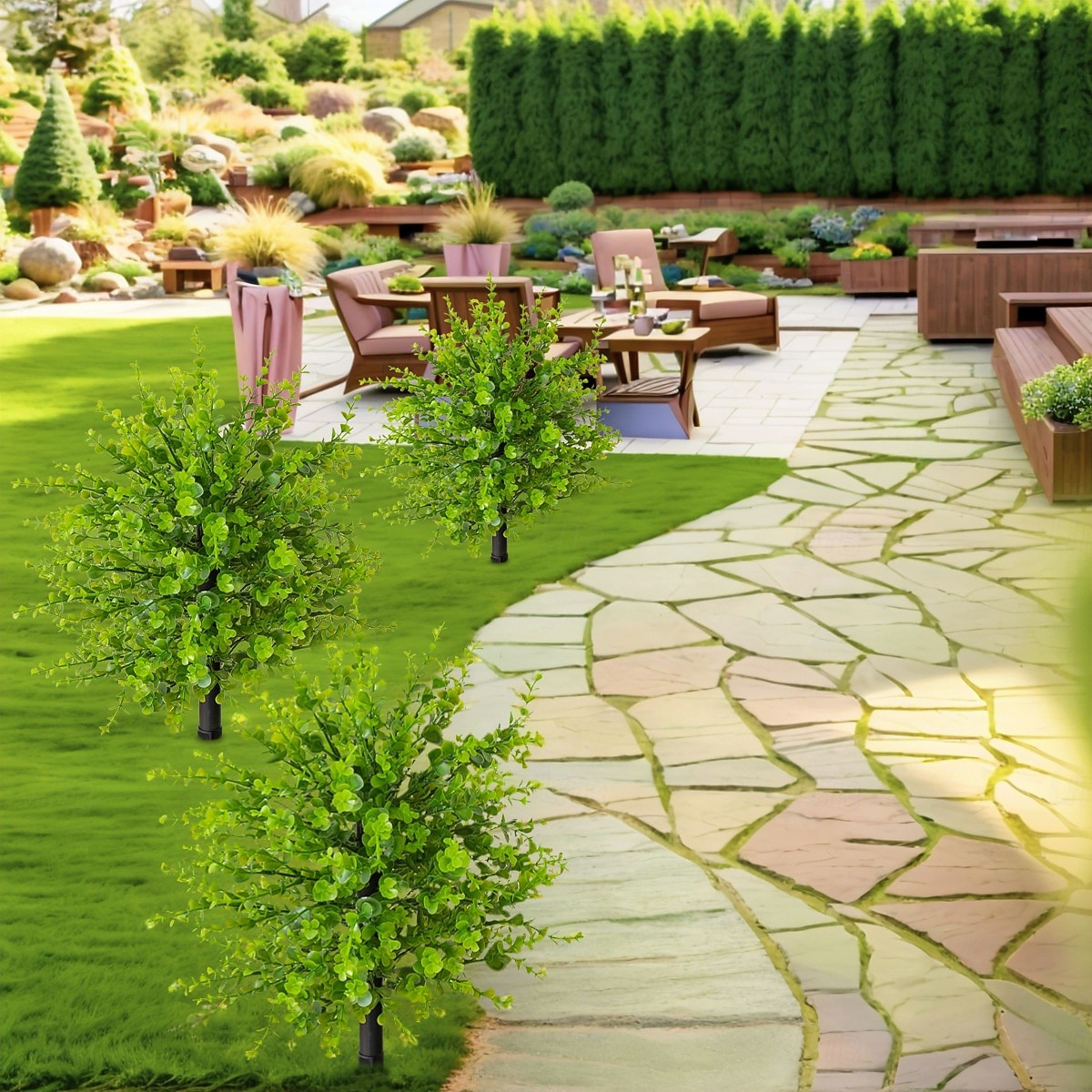 Umělý eukalyptus, 20palcový umělý eukalyptus s bodcem do země, realistická zeleň pro interiér/exteriér domu, terasy, zahrady a dekorace na fotografování. 2026 - $26.99 –P10