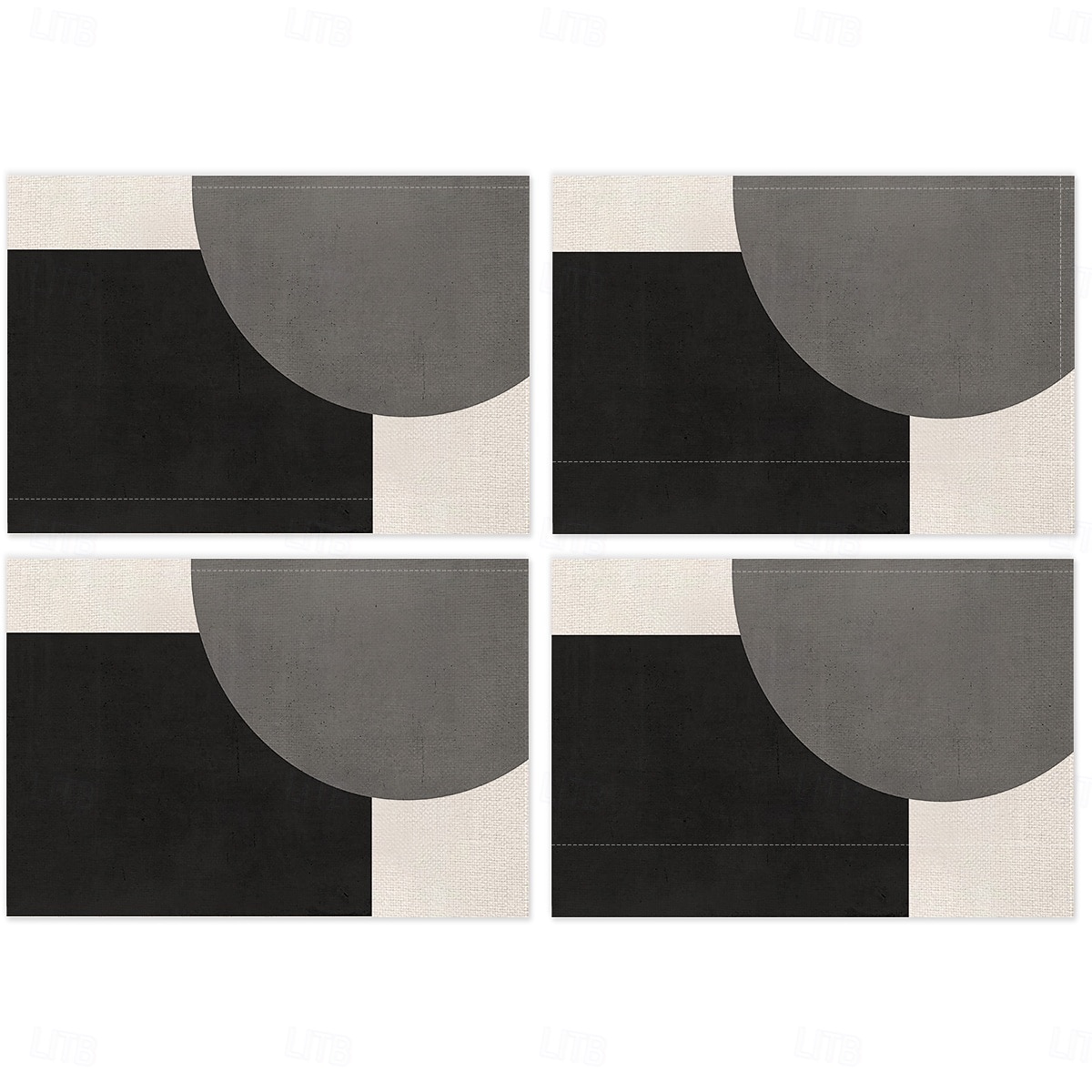 Черно-белая геометрическая салфетка под тарелку, прямоугольная, из 100% полиэстера, с абстрактным геометрическим узором, можно стирать в машине, термостойкая. 2026 - $9.49 –P8