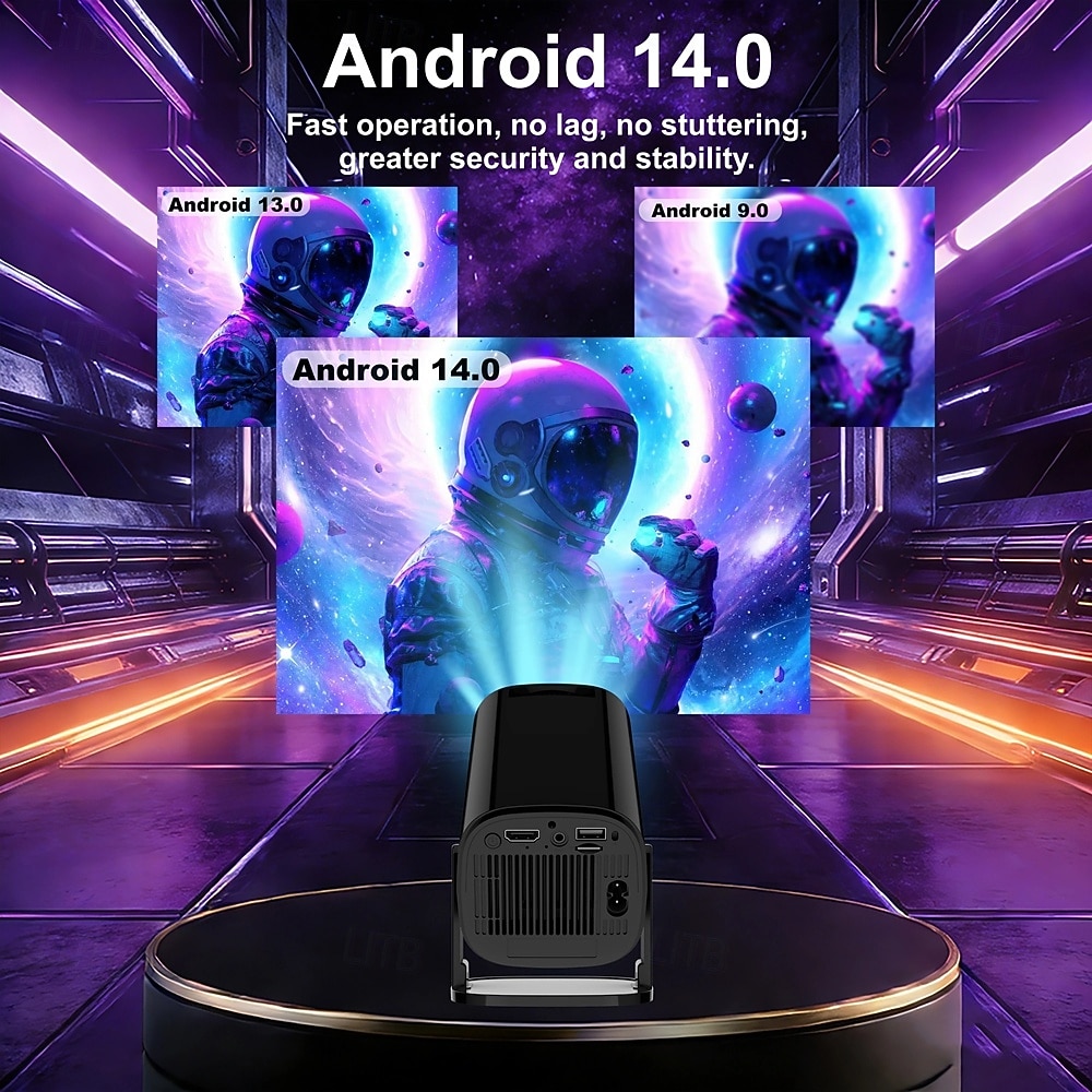 2026年 Android 14、Wi-Fi 6、Bluetooth 5.2、180°回転ポータブルプロジェクター、8Kデコード、300 ANSIルーメン、家庭用、屋外用映画プロジェクター、TVスティック、iOS、Android、Allwinner H723チップ搭載  コレクション – $94.99 –P8