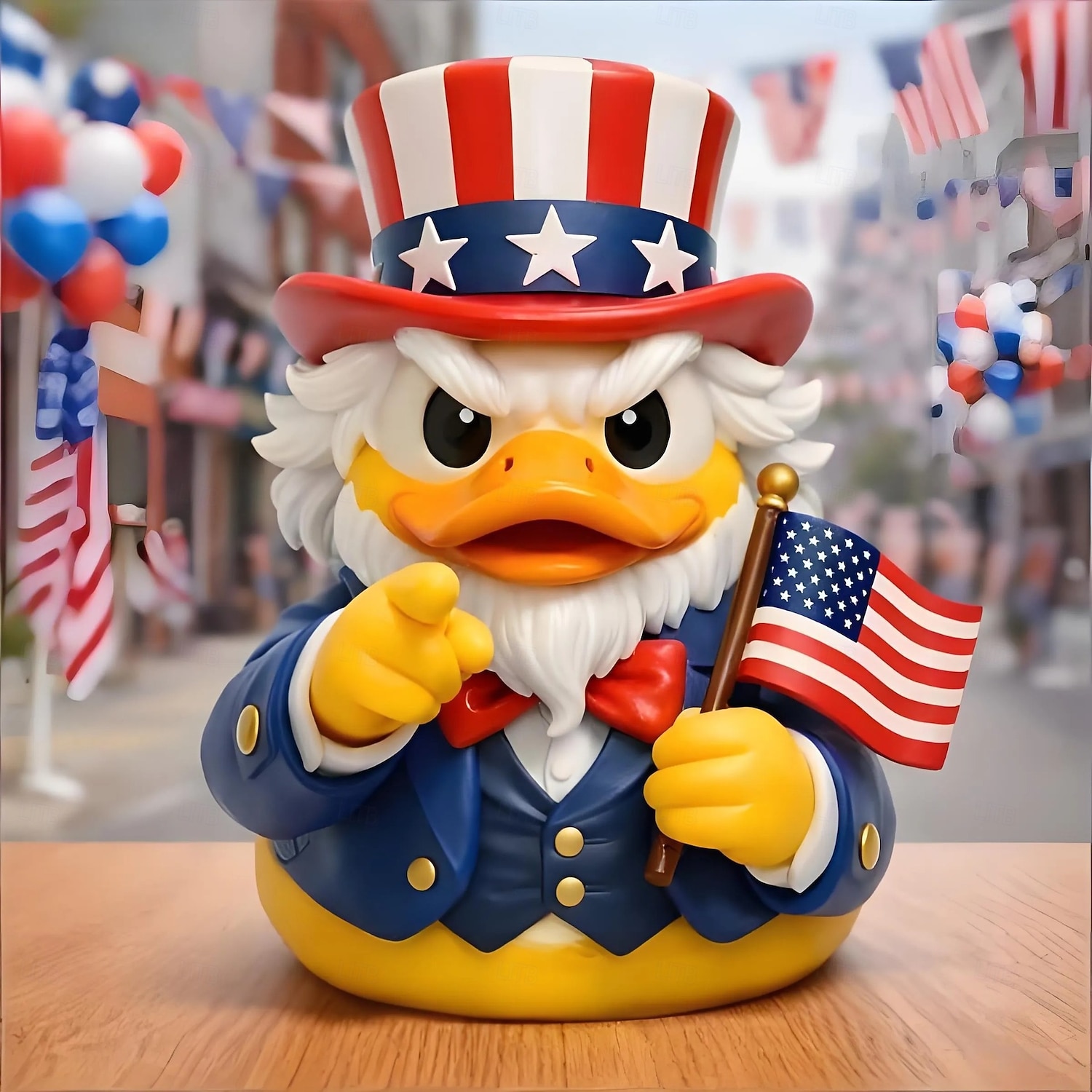 Figurine d'oncle canard patriotique, statuette amusante d'oncle canard avec drapeau américain &Chapeau haut-de-forme, décorations du 4 juillet, décoration intérieure américaine originale, décoration de 2026 ? $22.99 –P1