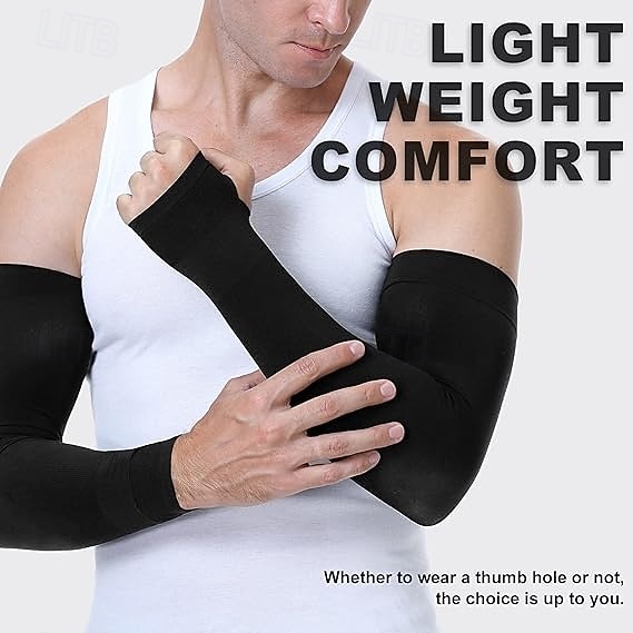 2 Pairs UV Sun Protection Arm Sleeves with Thumb Hole for Men Women Youth, Cooling Sleeve to Cover Tattoo, Mid-Compression 2026 - $18.99 –P4