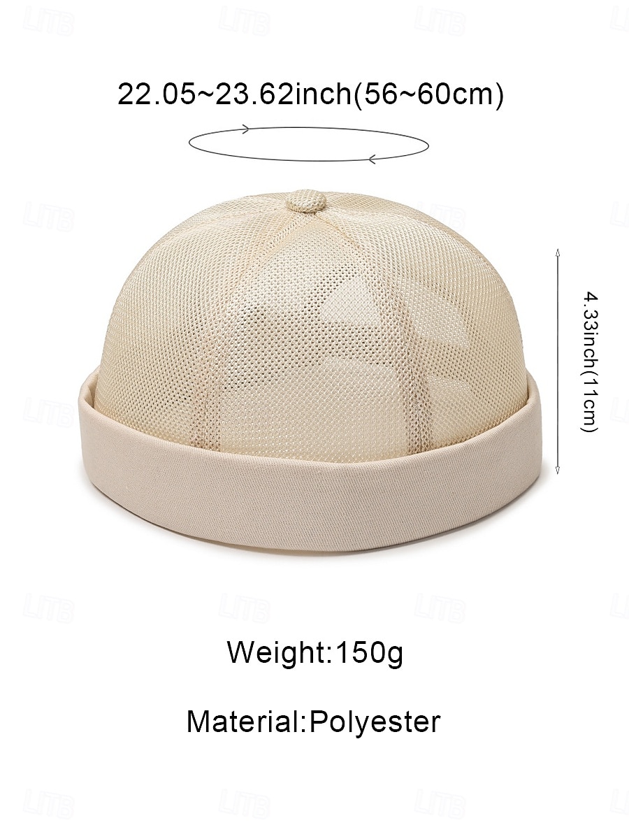Men's Breathable Mesh Polyester Docker Hat, Adjustable Brimless Beanie Cap in Multiple Colors for Daily Casual Wear, Beach Vacation, Travel and Outdoor Summer Styling 2026 - $11.99 –P11