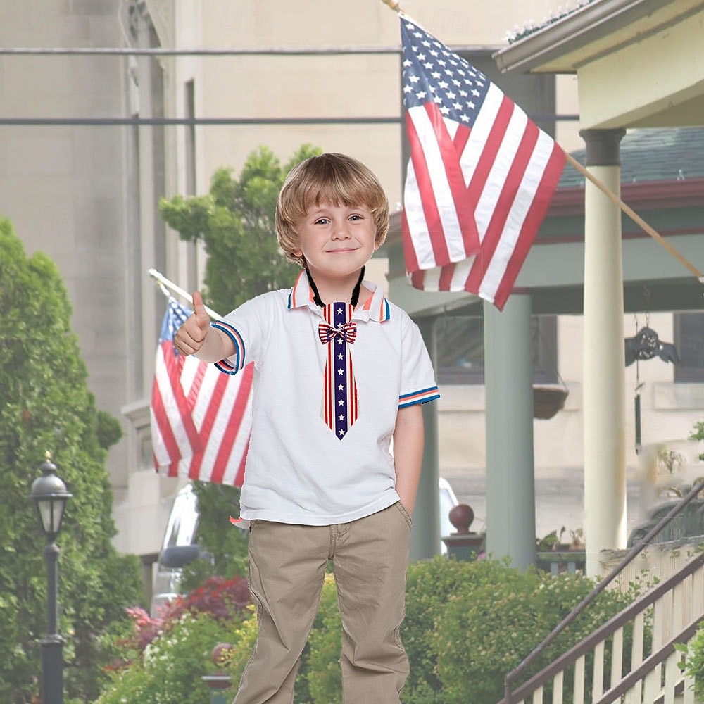 Krawatte mit amerikanischer Flagge für Jungen und Mädchen, patriotisch, vorgebunden, für Kinder, zum 4. Juli, Unabhängigkeitstag, Schuluniform, Party, Parade, Kostümaccessoire, 250. Jahrestag der USA 2026 - $9.49 –P3