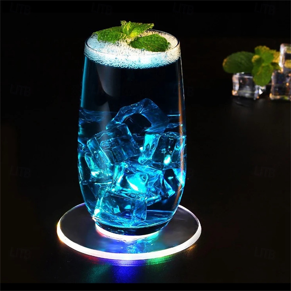 3 stuks LED-onderzetters van acryl voor cocktails, met een flitsende basis en ultradunne LED-verlichting, perfect als decoratie voor je bartafel. 2026 - $23.99 –P2