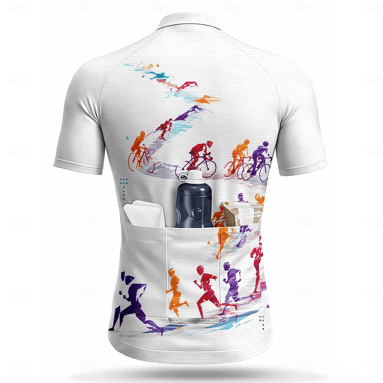 Bărbați Jersey de ciclism Geometric Bicicletă Manșon scurt Bicicletă Jerseu Topuri cu 3 buzunare spate Rezistent la UV Uscare rapidă Cu buzunare Fermoar Față Sport Alb Îmbrăcăminte 2026 - $28.99 –P2