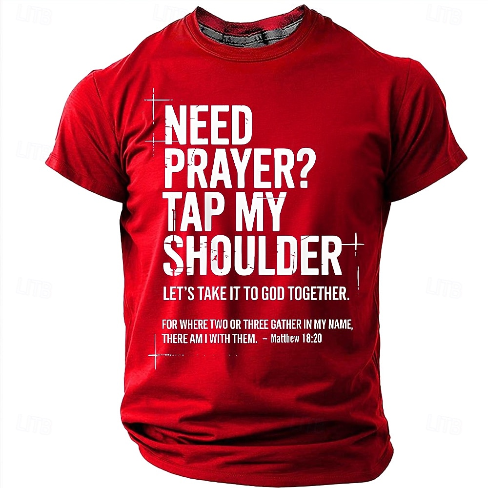 Pánská biblická potřebujete modlitbu klepněte mi na rameno Matouš 18 20 biblický verš křesťanské náboženské víry outreach T tričko grafické volnočasové krátký rukáv církevní oblečení ministerstva 2026 - $19.99 –P10