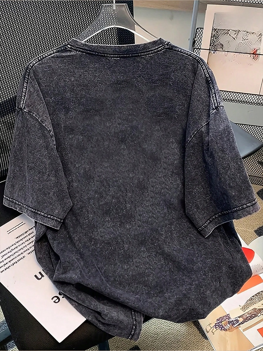 Pentru femei 100% Βαμβάκι Tricou Cămașă din bumbac Topuri cu spălare vintage Simplu Epocă Modă Stilat Manșon scurt Stil Nautic Rotund Topuri obișnuite Casual Zilnic Ieșire Albastru piscină Gri și Alb 2026 - $29.99 –P8