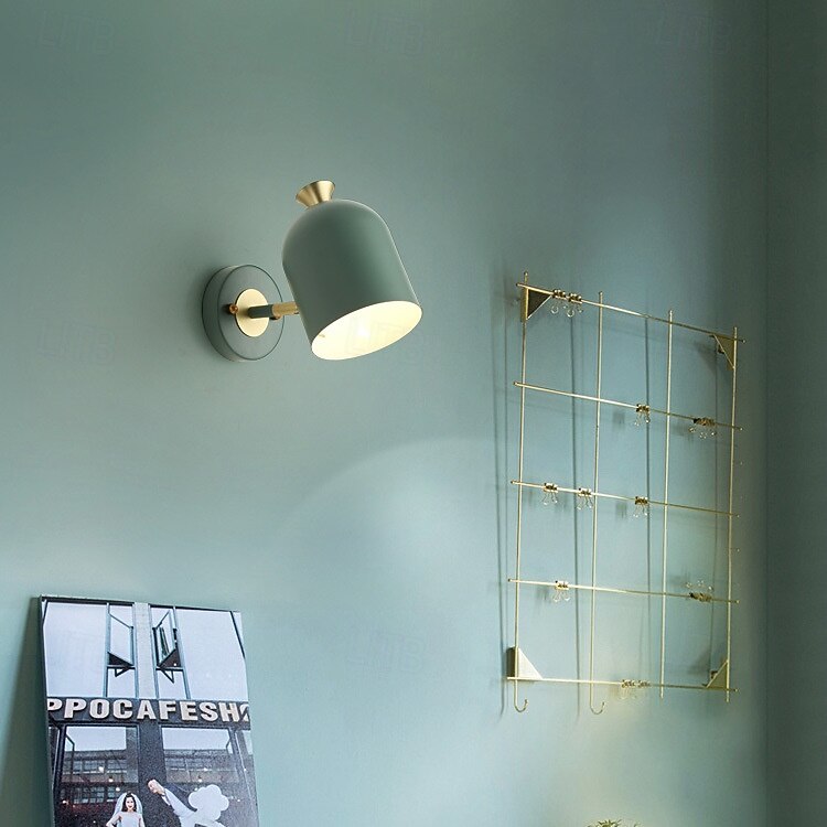 Cute Macaron Wall Lamp, 4 Color Options Green/Pink/Blue/Yellow, E27, Adjustable Cylindrical Lampshade, Metal Wall Sconce for Bedroom, Kids Room, Nursery, Living Room, Nordic Modern Decor 2026 - $90.99 –P8
