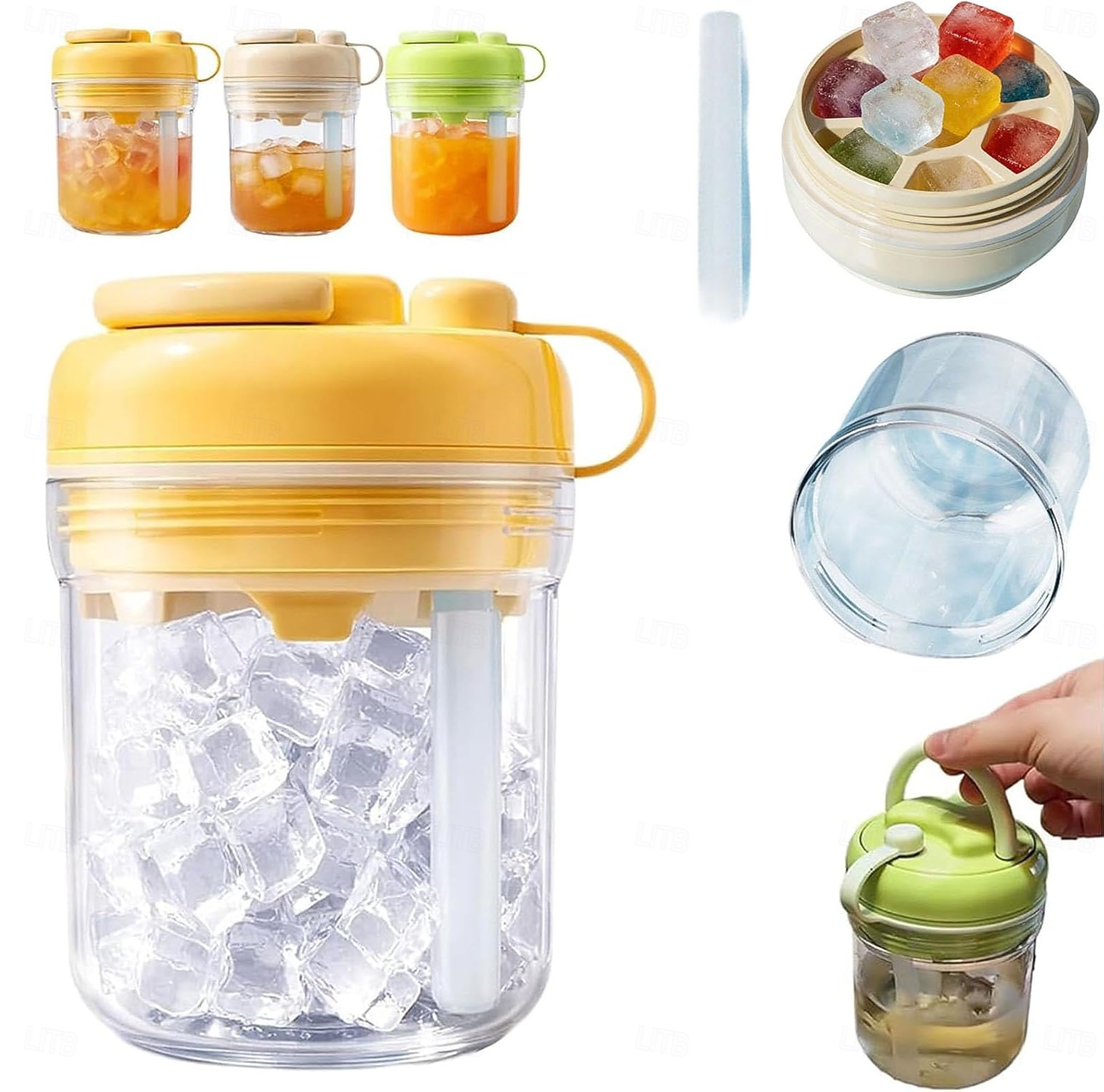 3-in-1 Water Bottle Ice Cube Tray with Straw & Lid, Portable Touch-Free Iceball Kettle, Reusable Storage Bottle, Easy Press to Release Silicone Icing Tray for Gym, Travel, Juice & Coffee 2026 - $10.99 –P3