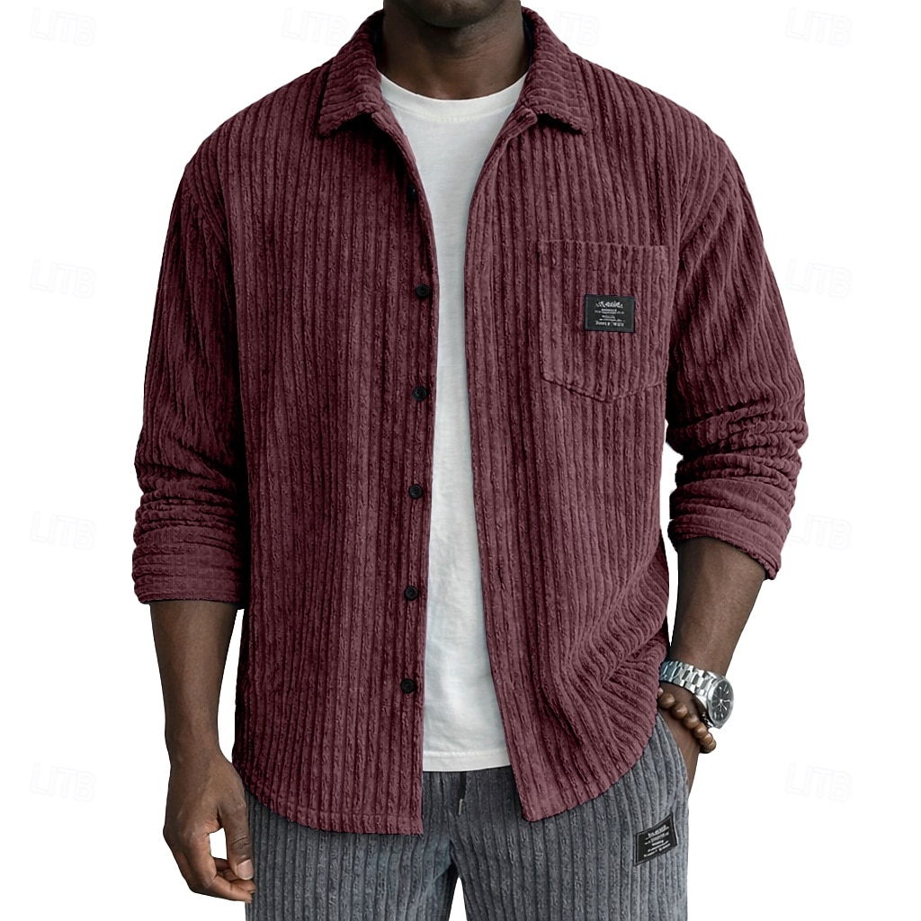 Herr Skjorta Casual skjorta Manchesterskjorta Knapp upp skjorta Svart Vit Vinröd Marinblå Khaki grön Långärmad Slät Tröjkrage Ledigt Dagligen Framficka Kläder Elegant Mode Ledigt 2026 - $26.99 –P2