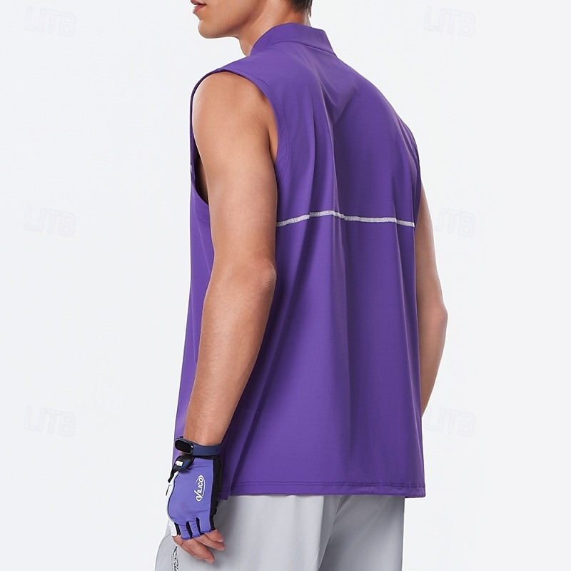 Men's Solid Colored Workout Tank Top Running Tank Top Gym Tank Top Summer Spring Quarter Zipper Sleeveless Quick Dry Compression Moisture Wicking Breathable Gym Workout Running Walking Jogging Black 2026 - $23.99 –P2