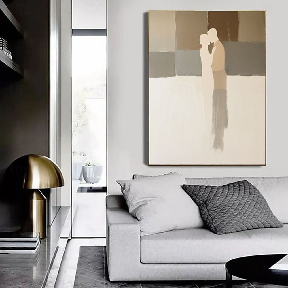 oil painting handmade Minimalist Couple Painting Abstract Love Line Canvas for Modern Romantic Decor Abstract Couple Wall Art Warm Tones Painting for Bedroom Decor 2026 - $100.99 –P2
