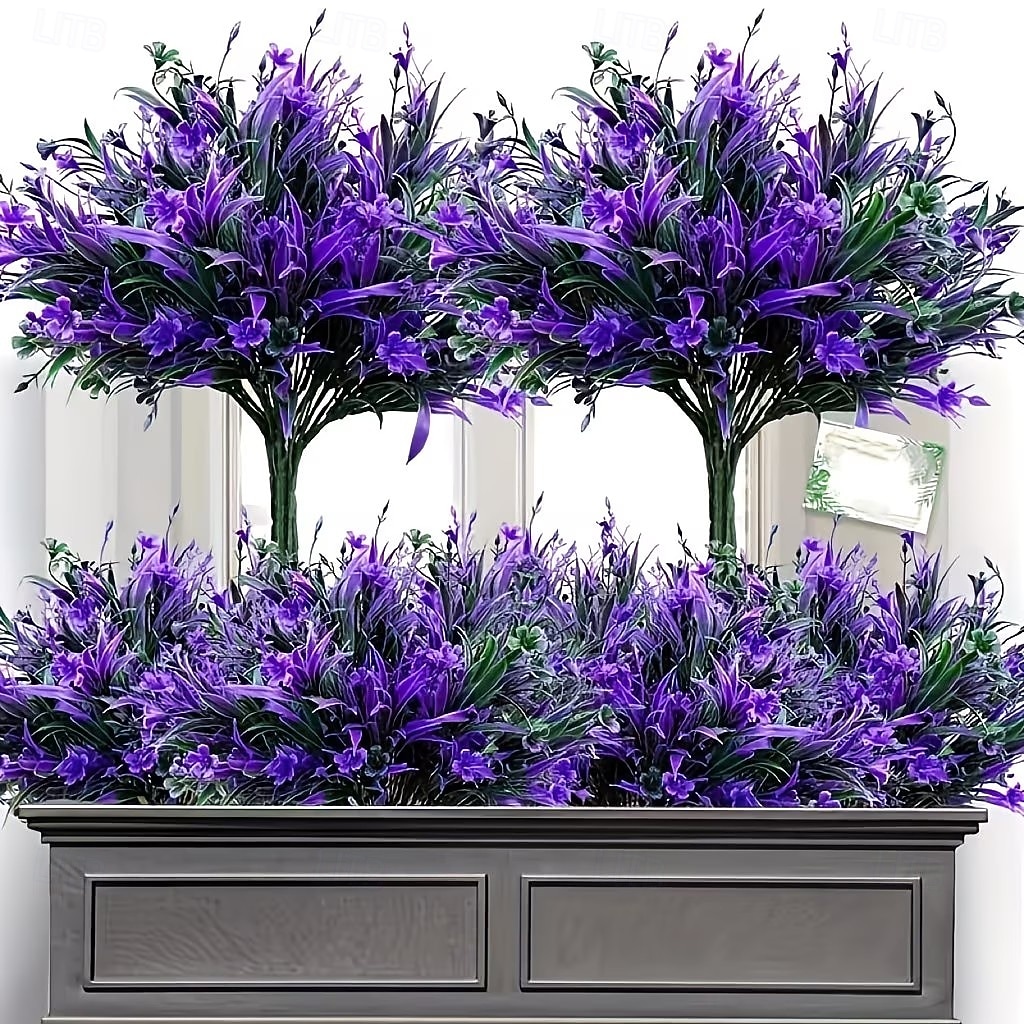 12 bouquet di fiori artificiali viola brillante con protezione UV, piante artificiali realistiche, adatte per decorazioni interne ed esterne, perfette per appendere fioriere e giardini. del 2026 a $23.99 –P1