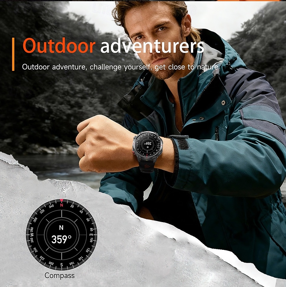 Rugged Military Smart Watch for Men with Bluetooth Call, 1100mAh Battery, LED Flashlight & Compass, IP68 Waterproof Outdoor Tactical Fitness Watch, 100+ Sports Modes Smartwatch for Android iOS 2026 - $54.99 –P4